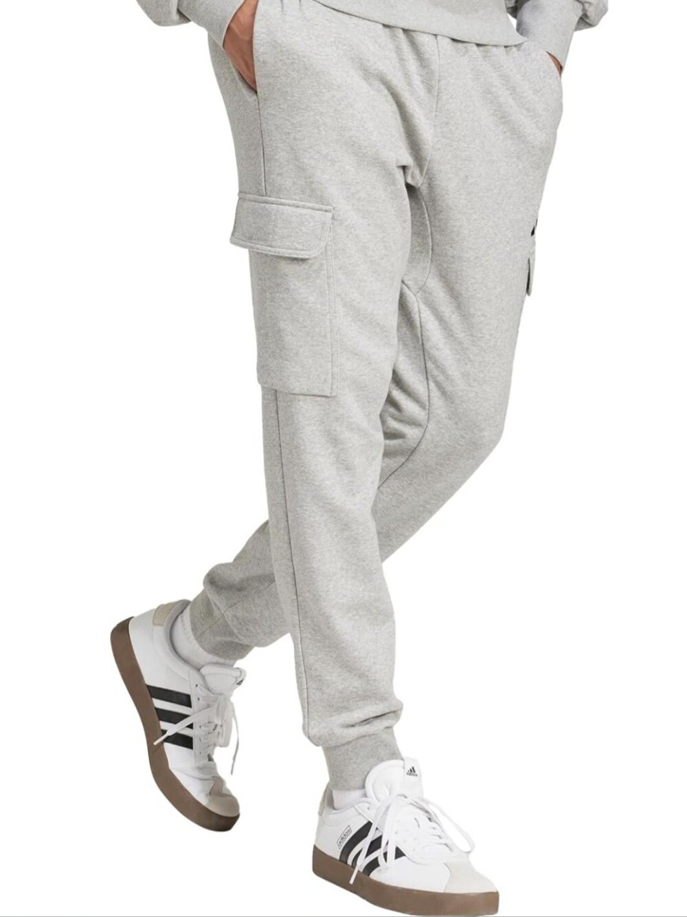 Adidas Essentials Tapered Cargo Sweatpants | Medium Grey Heather | XL